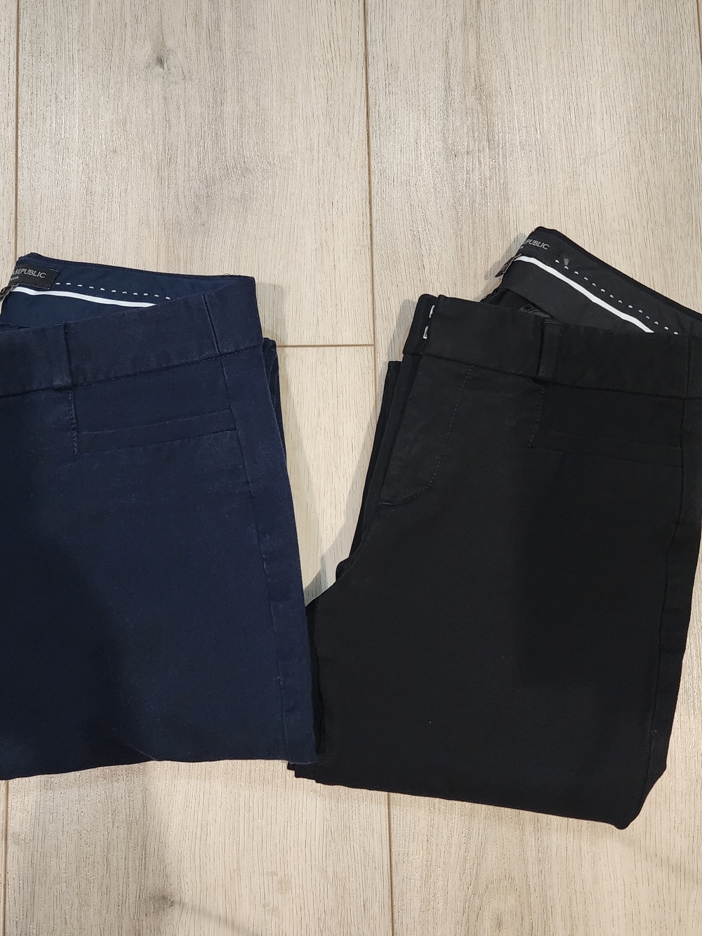 Banana Republic Sloan Pants Womens 0 Petite Black & Navy Slim Ankle Work Pants